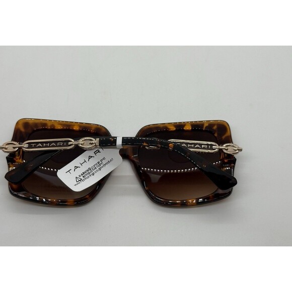 Tahari TH933 TS Oversize Butterfly Sunglasses Gold Brown Tortoise Gradient Lens main image 6